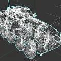Military Armored Vehicle With Multi Wheeled Design Top Mounted Weapon System And Worn Exterior Details