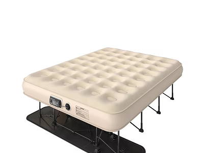 Double Bed Air Mattress with Metal Frame Quilted Surface and Control Panel 3d model