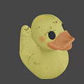Yellow Rubber Duck Toy With Shiny Surface Black Eyes And Smooth Texture