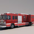 Red Fire Truck With Compartment Doors Ladder And Emergency Rescue Equipment