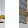 Modern Architectural Rendering With Wooden Frame Glass Facade And Metal Panels Entrance