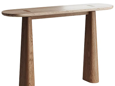 Modern Wooden Console Table With Smooth Top And Cylindrical Legs Design 3d model
