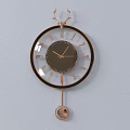 Modern Elegant Wall Clock with Metal Frame Roman Numerals and Pendulum on Light Wall