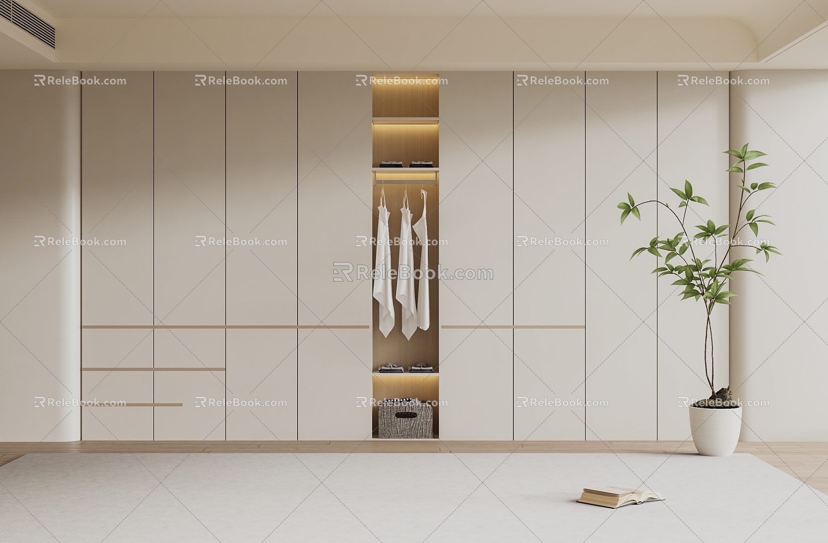 Modern Cream Style Wardrobe Bedroom Wardrobe Children's Room Wardrobe Finished Wardrobe 3d model