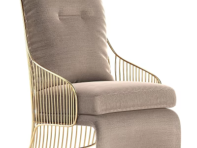 Modern Upholstered Accent Chair With Gold Metal Frame And Soft Comfortable Cushion 3d model