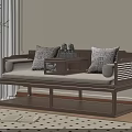 Traditional Arhat Bed Interior With Elegant Pillows And Wooden Side Table