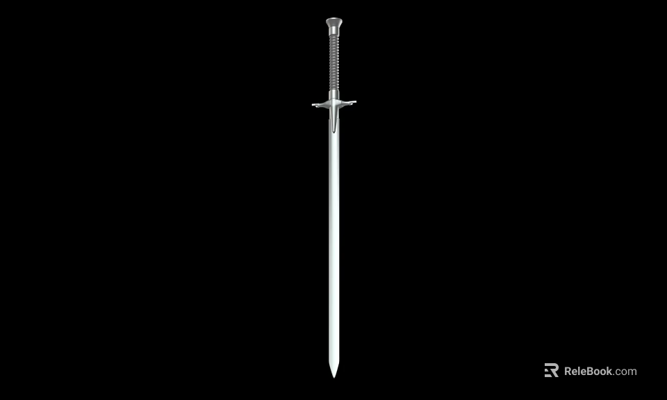 Classic Long Sword With Intricate Hilt And Sharp Polished Metal Blade On Black Background 3d model 