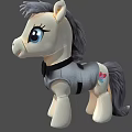 Cute Plush Pony Doll with Gray White Fur Big Eyes Gray Outfit and Colorful Logo