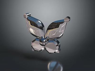 Shiny Transparent Crystal Butterfly Shaped Brooch Elegant Clothing Fashion Accessory 3d model