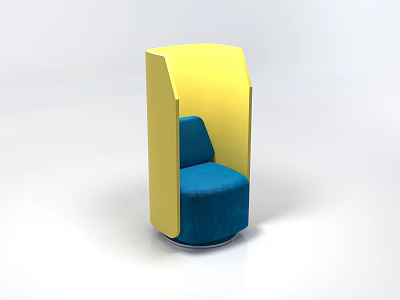 Modern Single Seater Sofa With Yellow Frame And Blue Cushion Design 3d model