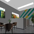 Bank Interior With Row Of White ATM Machines And Green Signage On Gray Floor