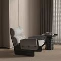 Modern Leisure Chair With Soft Cushion And Side Table In Warm Living Room Interior