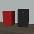 HONU Red And Black Compact Refrigerators Standing In Modern Room With Light Floor