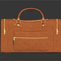 Brown Leather Travel Bag With Handles Zippers And Small Front Pocket