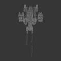 Intricate Cosmic Spaceship With Detailed Metallic Structure Firing Bright Orange Red Beams