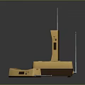 Old-fashioned Yellow Walkie-Talkie with Base Station Handheld Unit Antennas and Buttons