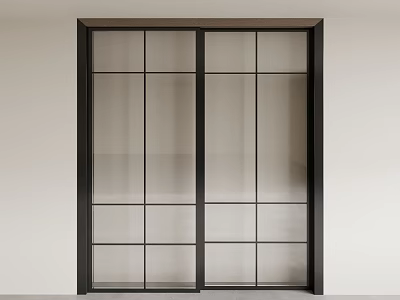 Modern Sliding Doors With Black Frame And Glass Panel Design For Home Interior 3d model