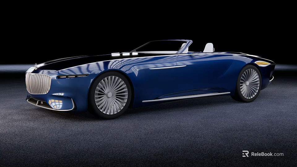 Luxury Blue Convertible Car With Sleek Modern Design And Elegant Open Top Wheels 3d model 