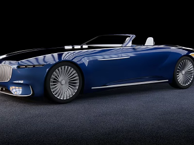 Luxury Blue Convertible Car With Sleek Modern Design And Elegant Open Top Wheels 3d model