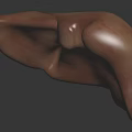 Human Liver Organ 3D Model With Textured Brown Surface And Hair Like Structures