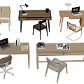 Desk Writing Desk and Chair Combination Office Desk and Chair Computer Desk 3d model