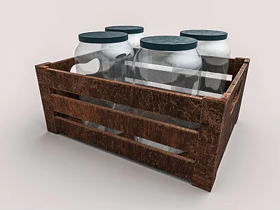 Modern Glass Jar Glass Jar Jar Wooden Box 3d model