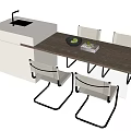 Nakajima counter bar counter operating table dining table and chairs 3d model