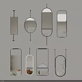 Modern Wall Mirrors With Various Shapes And Sleek Frame Design Styles 3d model