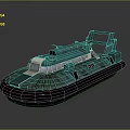 Teal Hovercraft With Black Air Cushion Cockpit And Reflective Surface Design