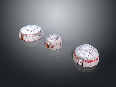 Mongolian yurt house outdoor items realistic 3d model