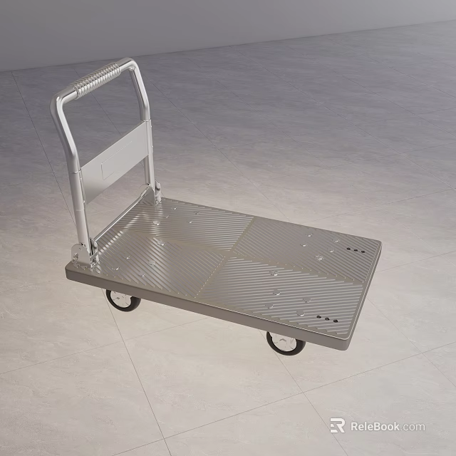 Metal Frame Platform Trolley With Flat Surface And Movable Wheels For Transport 3d model 
