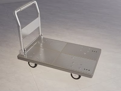 Metal Frame Platform Trolley With Flat Surface And Movable Wheels For Transport 3d model