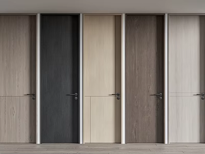 Modern Hinged Doors with Various Wood Textures and Neutral Colors for Modern Interior Design 3d model
