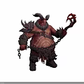 Horned Mythical Monster With Muscular Build Chain Armor And Clawed Weapon Design