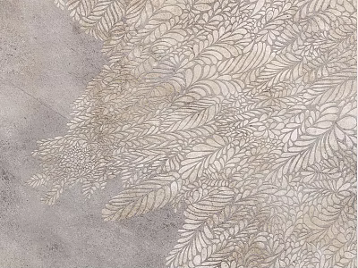 Artistic Decorative Components Featuring Intricate Leaf Patterns In Beige Gray Textured Design 3d model