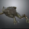 Metallic Frog Sculpture With Shiny Surface And Reflection On Dark Background 3d model