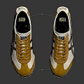 Retro Style White And Yellow Casual Shoes With Striped Design For Daily Wear