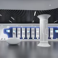 Modern Exhibition Hall Interior With Display Walls Exhibits Central Column And Lighting Design