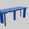 Modern Cloud Shaped Blue Stool With Connected Cloud Design And Pillar Legs