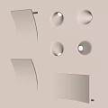 White Curved Wall Design With Circular Light Holes And Illuminated Bulb