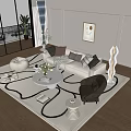 Sofa coffee table combination 3d model