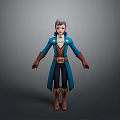 Animated Game and Movie Character With Gray Hair Blue Coat Brown Gloves and Boots