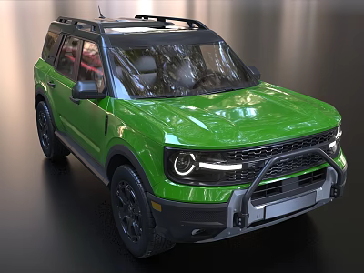 Green Modern SUV With Black Roof Rack And LED Headlights Design 3d model