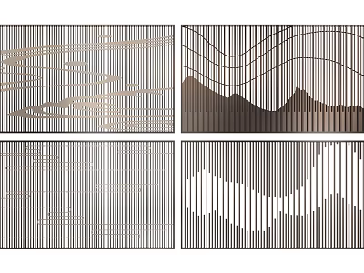 Modern Room Dividers With Various Geometric Patterns And Wavy Lines For Interior Design 3d model