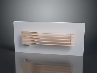 White Board Featuring Light Wooden Strips In Wavy Arrangement On Black Reflective Surface 3d model