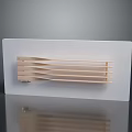 White Board Featuring Light Wooden Strips In Wavy Arrangement On Black Reflective Surface