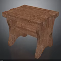 Red Wooden Stool With Simple Design And Wood Grain Surface And Sturdy Legs