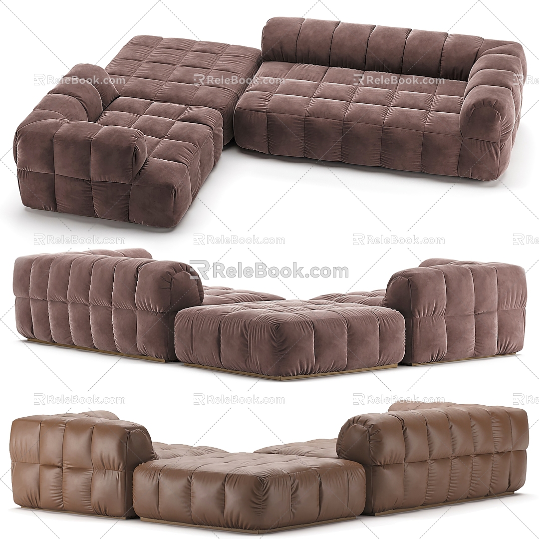 Modern corner sofa multiplayer sofa 3d model