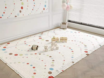 Colorful Dots Square Rug In Bright Kids Room With Toys 3d model