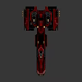 Red Sci-Fi Spaceship Model With Detailed Exterior And Mechanical Engine Parts
